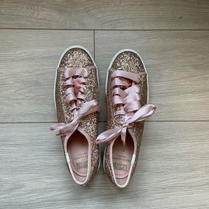 Kate Spade x Keds Rose Gold Glitter Triple Kick Pink Laces